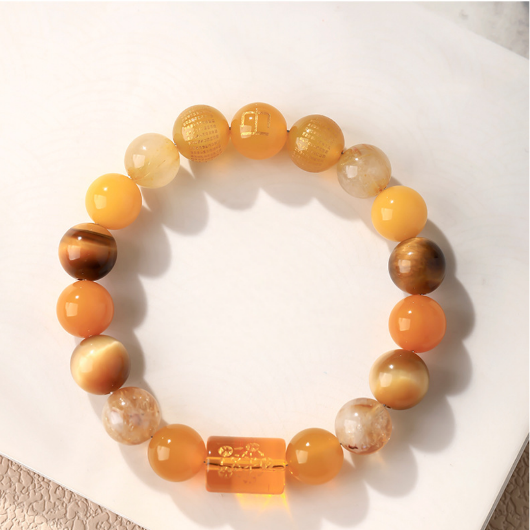 Yellow gemstone Feng Shui bracelet representing the Earth element (Wu Xing)