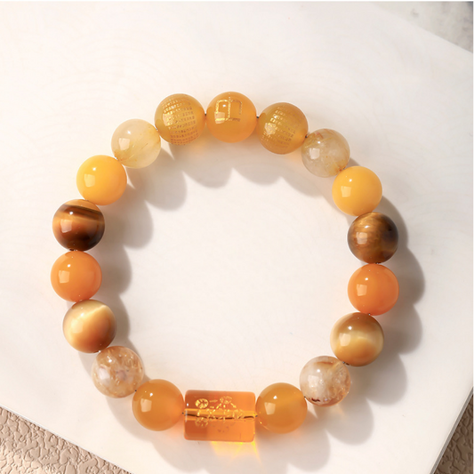 Yellow gemstone Feng Shui bracelet representing the Earth element (Wu Xing)