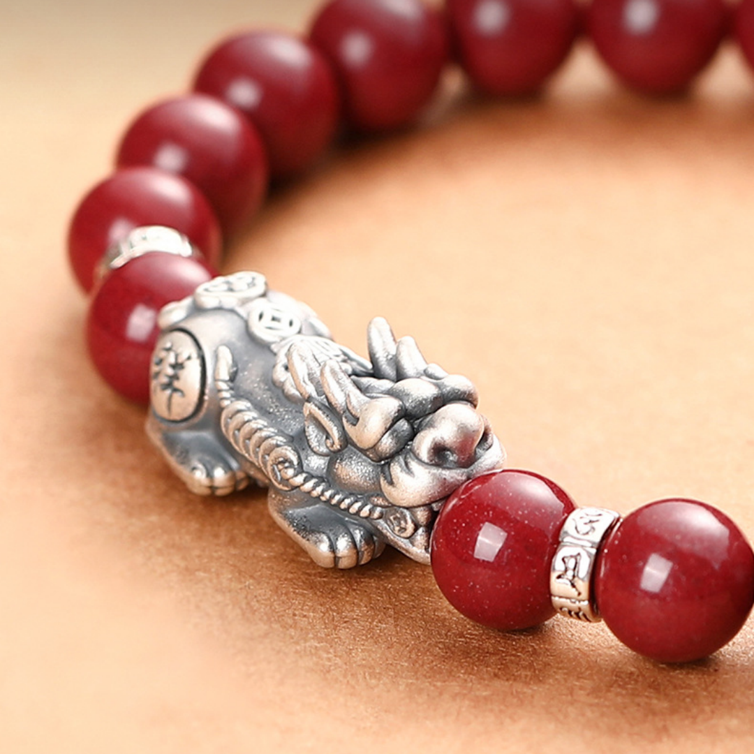 purple goldstone bracelet with silver pixiu charm