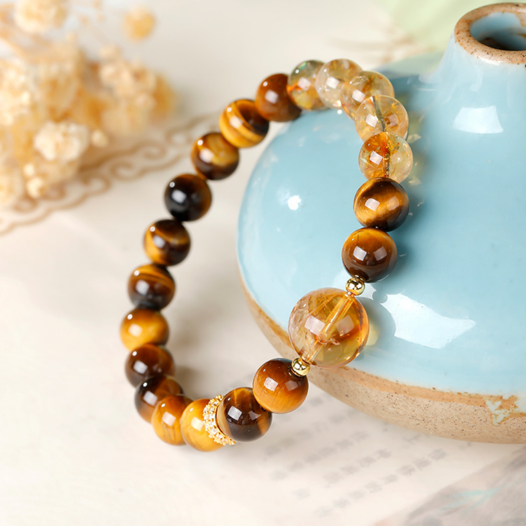 citrine tiger eye bracelet 8mm dual stone bracelet