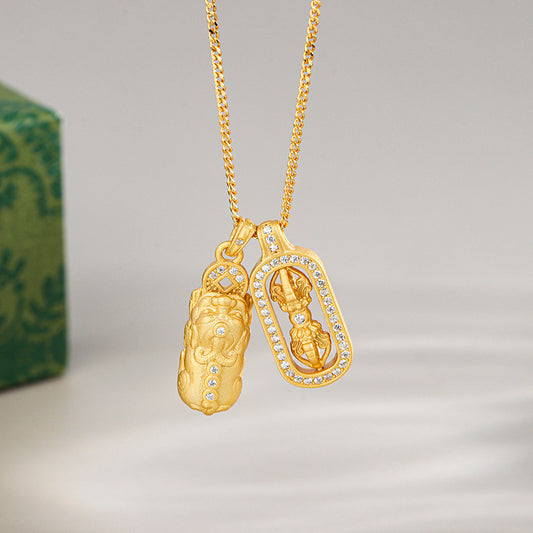 Vajra & Pi Xiu Sterling Silver Necklace - Spiritual Empowerment Pendant (Gold/Silver Plated)