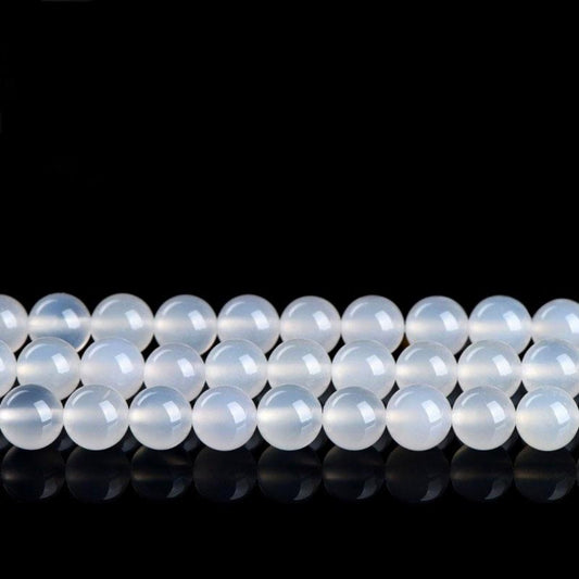 Natural White Agate Beads Bracelet August Birthstone - Insight & Protection